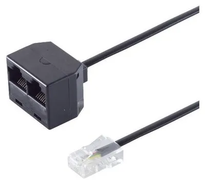 Produktbild von helos 8P8C-Zweifachadapter schwarz, ca.10 cm Kabel, lose