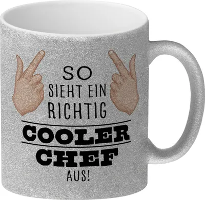 Produktbild von So sieht ein richtig cooler Chef aus Glitzer-Kaffeebecher für die Arbeit