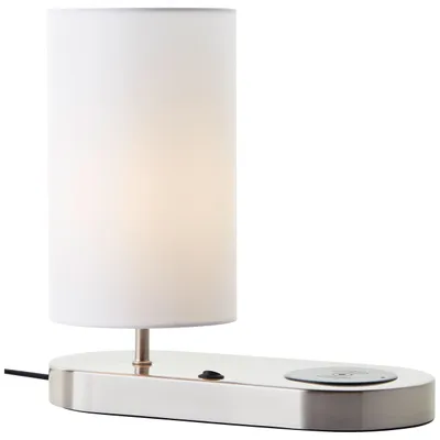 Image de BRILLIANT Lampe de table 26cm avec support de charge à induction Clarie gris IP20 E14 Compatible avec les ampoules LED
