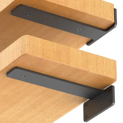 Produktbild von Schwerlast Wandregalträger 25,4 cm, 6 Stück, schwarze Metall L-Winkel, Wandregale