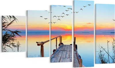 Produktbild von Bild auf Leinwand - Leinwandbild - Brücke See - 100x60cm - Wand Bild - Wanddeko - Wandbilder - Leinwanddruck - Bilder - Kunstdruck - Wanddekoration - Leinwand bilder - Wandkunst - EG100x60-3818