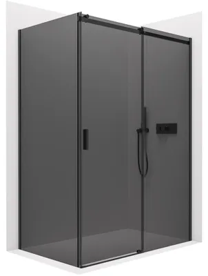 Obrázek produktu pro Sprchový kout Santoro L/P - 8 mm - černá matná, grafitové sklo - 160x90x195 cm - posuvný