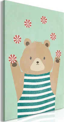 Produktbild von Italienischer Leinwand Leinwandbild - Juggling Bear (1 Part) Vertical 80x120 cm Für Kinder g-A-0299-b-a