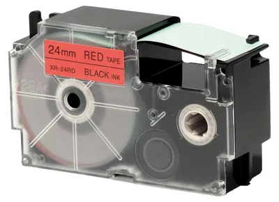 Immagine prodotto di CASIO XR-24RD1 CASIO Schriftband XR-24RD XR-24RD1, 24 mm, schwarz auf rot, 1 St.