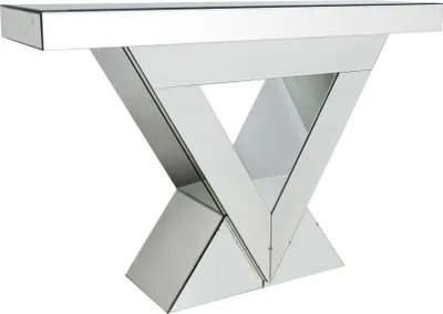 Produktbild von SalesFever Konsolentisch aus MDF mit Spiegelglas | Sockel aus dreieckigen Spiegelelementen | B 120 x T 35,5 x H 80 cm | komplett verspiegelt