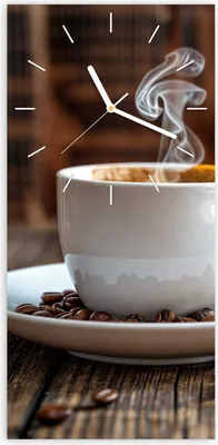 Produktbild von Wanduhr aus Glas mit Motiv Kaffeegenuss- 30 x 60 cm - inkl. Aufhängesystem