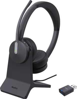 Produktbild von Yealink WH64 Hybird Dual mit Ladestation Teams Headset, Kabellos, 20 - 20000 Hz, Büro/Callcenter, 151 g, Kopfhörer, Schwarz