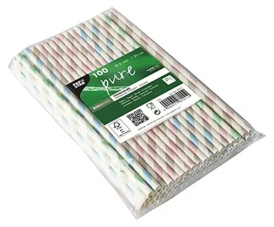 Zdjęcie produktu dla PAPSTAR 87011 PAPSTAR papierowa słomka do picia "Stripes", 200 mm, różne kolory
