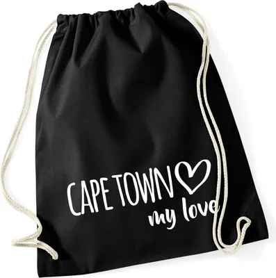 Produktbild von Huuraa Turnbeutel Cape Town my love 12 Liter Black Baumwolle Rucksack Geschenkidee