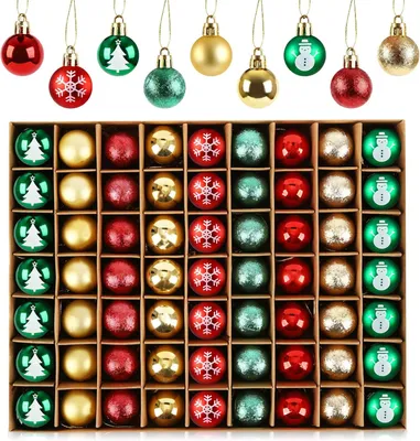 Productafbeelding van Glanzende kerstballen, 63 stuks, 3 cm, kerstboomdecoratie