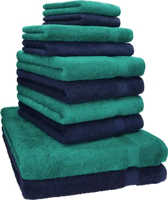 Produktbild von Betz 10-tlg. Handtuch-Set PREMIUM CLASSIC 2 Duschtücher 4 Handtücher 2 Gästetücher 2 Seiftücher  Farbe: smaragdgrün & dunkelblau