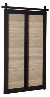 Produktbild von KierMoebel Schiebetür Komplettset QUDIO M1 Schwarz + Sonoma 96x205x3,2 cm Wohnzimmer Schiebetür