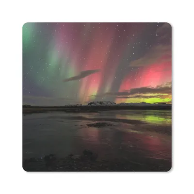 Produktbild von MuchoWow® Mauspad Mousepad Nordlichter - Island - Farben 20x20 cm - Mousepads - Maus Mat - Pad - Mausunterlage - Desk Mat - Bureauartikeln