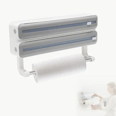 3-in-1 Frischhaltefolien-Dispenser mit Schneider, grau