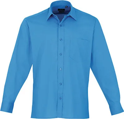 Produktbild von Premier Workwear , Men´s Poplin Long Sleeve Shirt , Sapphire , 38 (15)