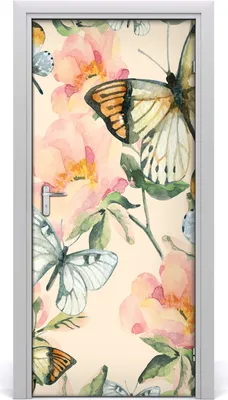Produktbild von Tulup Türaufkleber 95x205 cm Dekorative Aufkleber Selbstklebend Wasserdichte Tapete Abnehmbar Schlafzimmer Wohnzimmer Wohnkultur - Rosen und Schmetterlingen