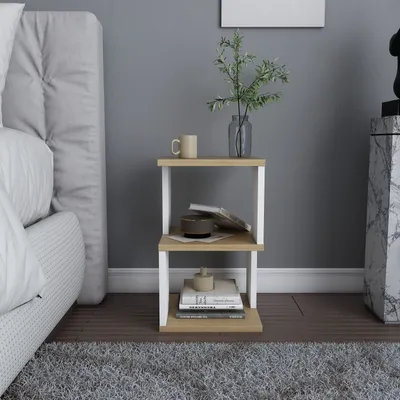 Produktbild von Skye Decor, Carter- Carter EPJ, Eichenfarbig,,Weiß, Nachttische & -schränke, 49,4x29,6x29,6 cm, 100% Melaminbeschichtete Partikelplatte