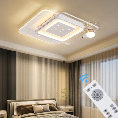 Zdjęcie produktu dla Lampa sufitowa LED z pilotem/aplikacją Regulacja barwy/jasności światła. Biała ramka i wzór gwiazdy TY9644-FX
