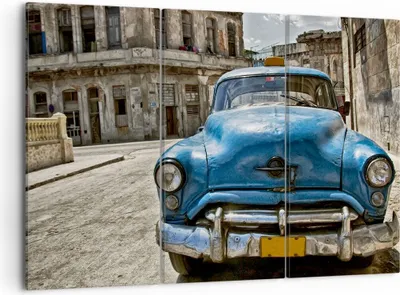 Produktbild von Bild auf Leinwand - Leinwandbild - Auto Retro Kuba Havanna - 105x70cm - Wand Bild - Wanddeko - Leinwanddruck - Bilder - Kunstdruck - Wanddekoration - Leinwand bilder - Wandkunst - CE105x70-2461