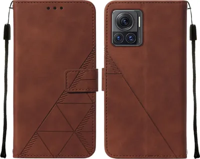 Obrázek produktu pro Flipové kožené pouzdro pro Motorola Moto X30 Pro 5G peněženkový design pouzdro s embosováním, držákem karet a stojánkem Hnědý