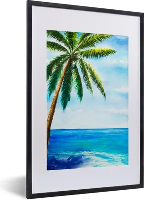 Produktbild von MuchoWow® MuchoWow® Gerahmtes Poster Meer - Palme - Himmel 40x60 cm - Poster mit zchwarzem Bilderrahmen - Poster in Rahmen
