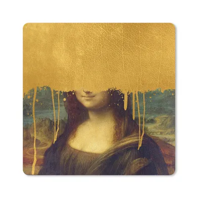 Produktbild von MuchoWow® Mauspad Mousepad Mona Lisa - Gold - Da Vinci 20x20 cm - Mousepads - Maus Mat - Pad - Mausunterlage - Desk Mat - Bureauartikeln