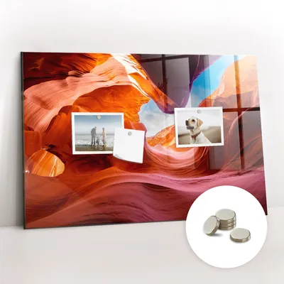 Obrázek produktu pro Magnetická Tabule na Zeď Skleněná - Memo Board Kleněnou Přední Stranou - 5 magnetů v balení - 60x40 cm - Kaňon