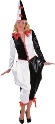 Produktbild von M213183-S-A schwarz-weiß-rot Damen Clown Pierotanzug Gr.S