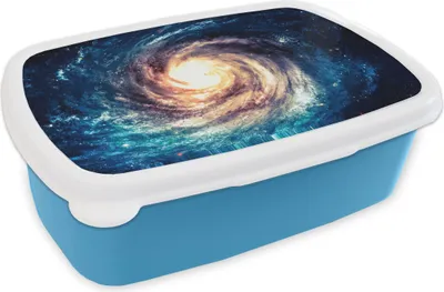 Produktbild von KitchenYeah® Lunchbox Brotzeit Brotdose 17x11 cm Weltraum - Sterne - Blau Kinder Brotzeitdose - Lunch - Kunststoff  - Brotbüchse - Sandwichbox - Lunchbox für Kinder