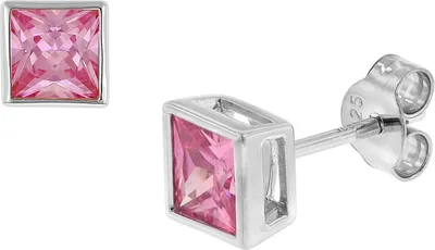 trendor 51670-04 Damen-Ohrringe 925 Silber Ohrstecker mit Zirkonia Pink 1