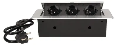 Image de Prise Schuko ORNO OR-AE-1337/G(GS), encastrée, 230 V, 2500 W, câble de 1,5 m, argent