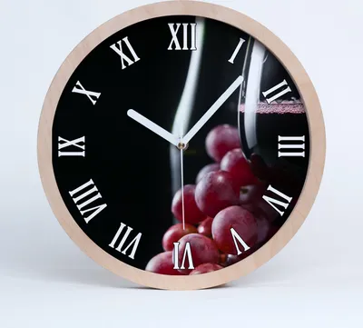 Produktbild von Holzuhr 20fi cm wanduhr - weiße Spitzen - Trauben und Wein