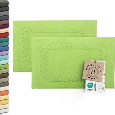 Produktbild von 2er-Set Badematten, Baumwolle,  50x70 cm, 740g/qm, grün (apfelgrün)