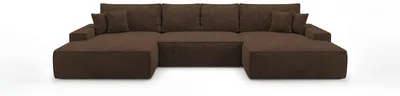 Produktbild von CORNERO Ecksofa mit schlaffunktion VERONA U-Form braun Cord Poso 6 - Schlaffunktion, Bettkasten