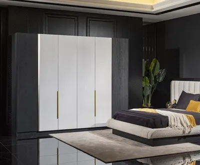 Zdjęcie produktu dla Elegancka czarna szafa drewniana o nowoczesnym designie