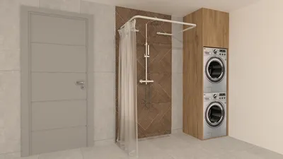 Obrázok produktu pre Sprchová tyč v tvare U bez stropného držiaka - montáž na stenu - 1 kus - biela - 70 x 110 x 70 cm