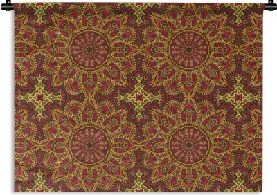 Produktbild von MuchoWow® Wandteppich Wandbehang Muster - Mandala - Pflanzen 150x112.50 cm Tapisserie Dekoration Wandtuch - Wanddecke - Wandteppiche