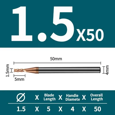 Obrázok produktu pre Solidchoice – Fréza z karbidu wolframu, rozmery 1,5 x 50 mm, 2 kusy