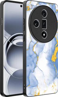 Produktbild von Smartphonica Handyhülle passend für Oppo Find X7 mit Hellblau Gold Marmor Print - TPU Backcover Case Hellblau Gold Marmor Design