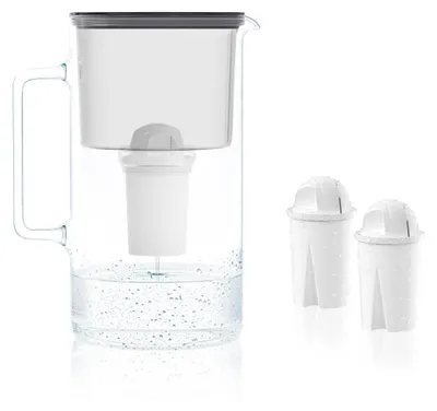Wasserfilterkanne 3 l, Classic Filter, Schwarz, Borosilikatglas