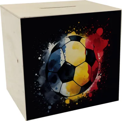 Produktbild von Fußball Rumänien Flagge Spardose aus Holz