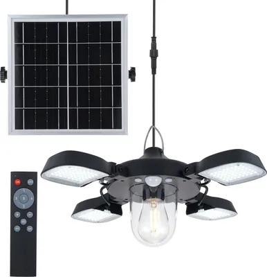 Obrázok produktu pre 192LEDs Solárne závesné svietidlo PIR Senzor pohybu Svetlo 4-Panel Závesné svietidlo so žiarovkou Garážové svetlo Vodotesné vonkajšie terasové garážové závesné svietidlá s diaľkovým ovládačom