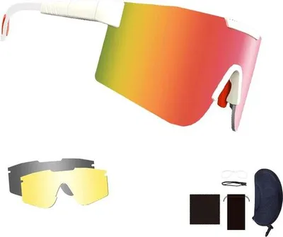 Produktbild von Famanu Sport-Sonnenbrille mit 3 wechselbaren Gläsern UV400 - schwarz