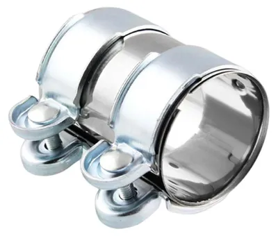 Imagen del producto de Abrazadera de escape de acero inoxidable con doble tornillo, 50 mm