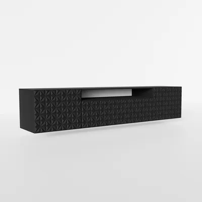 Produktbild von MEBLINI TV-Schrank 200cm Lang - Fernsehschrank - TV Lowboard Industrial - Unterschrank für Fernseher - TV-Unterschrank - TV-Schrank - Hängeschrank - CALIO - 200x41x40cm - Schwarz Matt