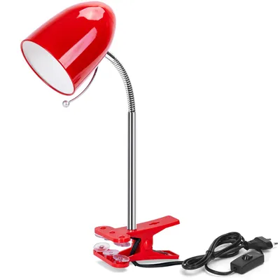Produktbild von Aigostar Klemmlampe Retro, Schreibtischlampe Klemmbar, Ohne Glühbirne, Passend für E27 Modell LED Glühbirne, 153cm Kabel mit Schalter, Rot