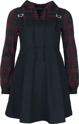 Produktbild von Rock Rebel by EMP Damen schwarz/ rotes Kleid mit Schnürung XXL