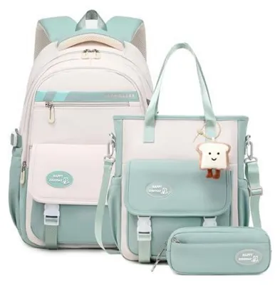 Produktbild von Schulrucksack Mädchen Rucksack Set Grün 3-teilig 15,6 Zoll Laptopfach