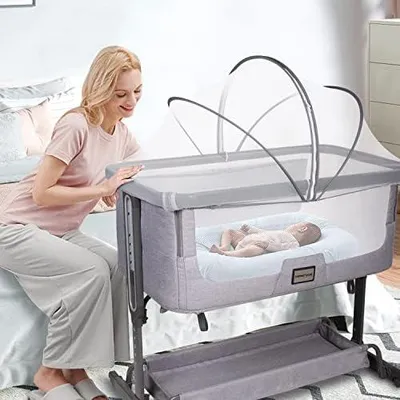Produktbild von Universelles Moskitonetz für Babybetten, Insektenschutz für Reisebetten mit Reißverschluss, 96 x 55 cm, Weiß