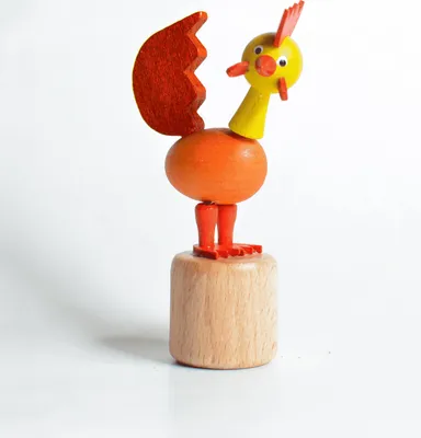 Produktbild von Holzspielzeug Wackelfigur Hahn rot Höhe=8cm NEU